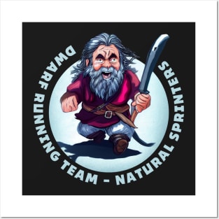 Dwarf Running Team - Natural Sprinters II - Dark - Fantasy Funny Running Posters and Art